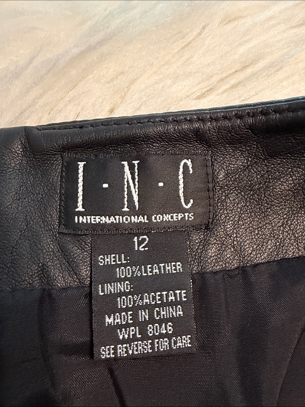 INC International Concepts Black 100% real Leather Midi Skirt size 12 length 24” - Picture 4 of 8